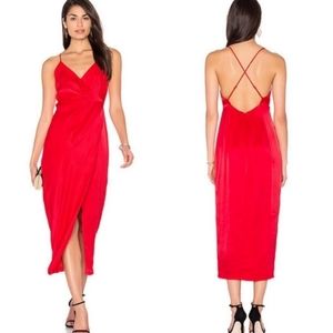 NWT Bardot Red Faux Wrap Bella Spilt Midi Dress 2